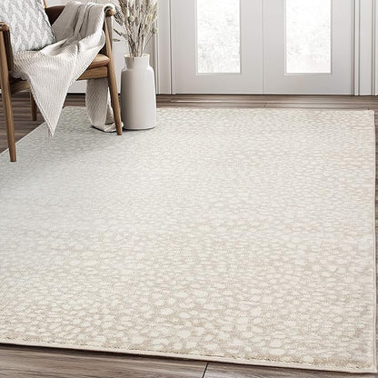 Abani Beige Cheetah Print Area Rug Rugs, Arto Collection - Contemporary Durable Accent Rug (2'2" x 8')
