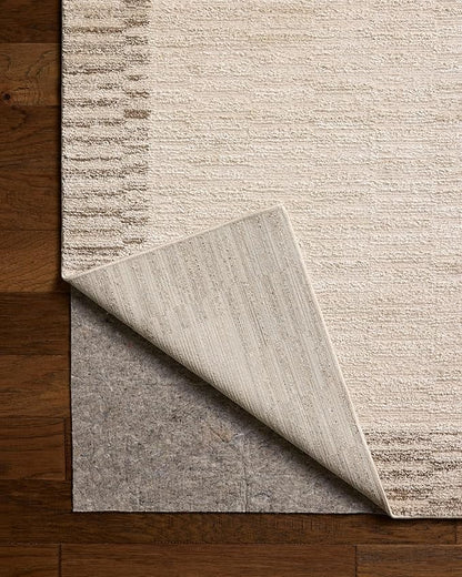 Loloi Chris Loves Julia Calvin Collection CLV-04 Ivory/Pebble 5'-3" x 5'-3" Round Area Rug Checkered Neutral Soft Living Room Bedroom Carpet