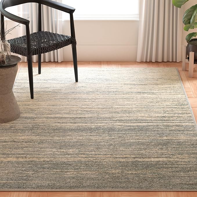 SAFAVIEH Adirondack Collection Area Rug - 4' Square, Slate & Cream, Modern Ombre Design, Non Shedding & Easy to Clean, Ideal for Living Room, Bedroom, Office, Dining Space (ADR113T)