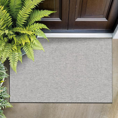 Beverly Rug Easy Jute Gray Entry Rug 2x3 Solid Washable Durable Outdoor Indoor Area Rugs for Living Dining Patio Office Stain Resistant Non Shedding Casual Indoor Outside Carpet 2 x 3 Gray