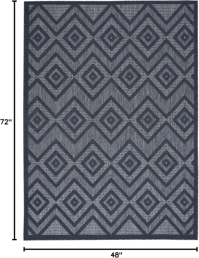 Nourison Home Versatile Navy Blue 4' x 6' Area Rug - Easy Clean, Non Shedding, Bed Room, Living Room, Dining Room, Kitchen (4' x 6')