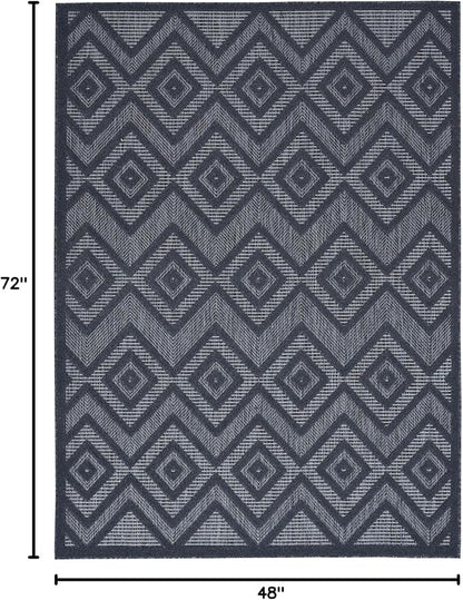 Nourison Home Versatile Navy Blue 4' x 6' Area Rug - Easy Clean, Non Shedding, Bed Room, Living Room, Dining Room, Kitchen (4' x 6')