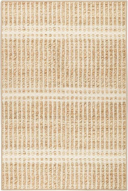 Dash and Albert Arbor Machine Washable Area Rug - 6' x 9' Neutral Stripe Washable Accent Rug Stain-Resistant, Anti-Slip, High Traffic Kitchen, Hallway, Mudroom