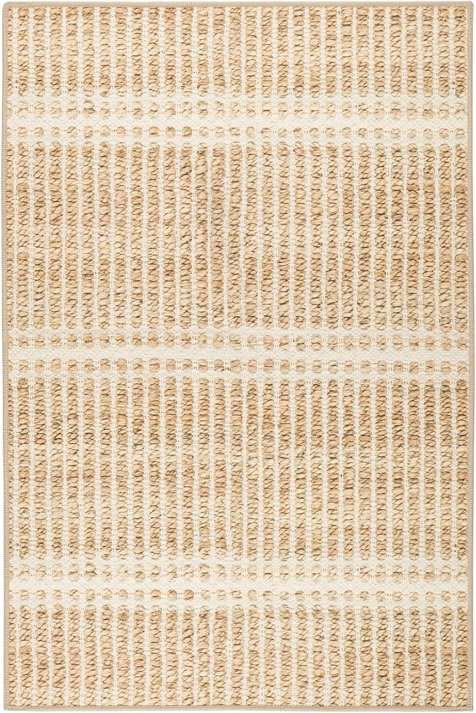 Dash and Albert Arbor Machine Washable Area Rug - 2.5' x 8' Runner Neutral Stripe Washable Accent Rug Stain-Resistant, Anti-Slip, High Traffic Kitchen, Mudroom