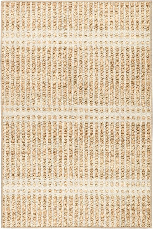 Dash and Albert Arbor Machine Washable Area Rug - 2.5' x 8' Runner Neutral Stripe Washable Accent Rug Stain-Resistant, Anti-Slip, High Traffic Kitchen, Mudroom