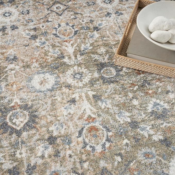 Nourison Home Astra Machine Washable Gold Grey 7'10" x 10' Area Rug - Easy Clean, Non Shedding, Bed Room, Living Room, Dining Room, Kitchen (8' x 10')