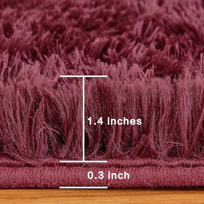 Andency 6x9 Area Rugs Burgundy,Large Shag Fluffy Soft Shaggy Rugs for Living Room Bedroom, Non-Slip Thick Plush Carpet for Kids Girls and Boys, Dorm Nursery Home Decor Aesthetic