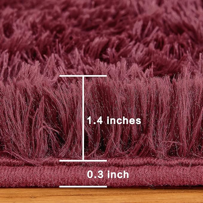 Andency Burgundy Soft Area Rugs for Living Room Bedroom, 5x8 Fluffy Shaggy Bedside Rug, Non-Slip Large Shag Fuzzy Plush Carpets for Bedroom Kids Dorm Nursery Home Decor Aesthetic