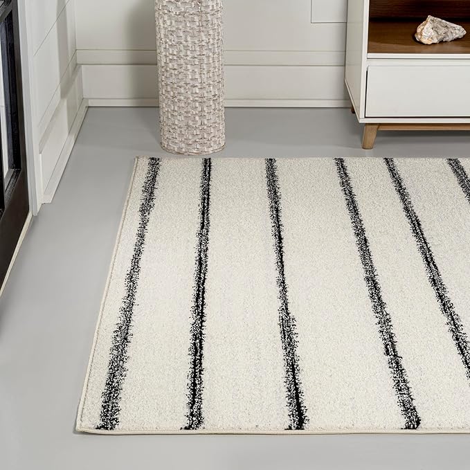 JONATHAN Y Williamsburg Minimalist Stripe Cream/Black Indoor Area Rug, 5x8, Contemporary, Modern, Easy-Cleaning for Living Room, Bedroom, Kitchen, Pet Friendly, Non-Shedding (MOH201D-5)
