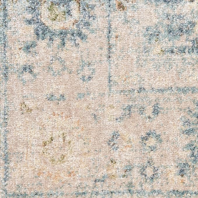 Nourison Home Astra Machine Washable Teal Beige 4' x 6' Area Rug Easy Clean, Non Shedding, Bed Room, Living Room, Dining Room, Kitchen (4' x 6')
