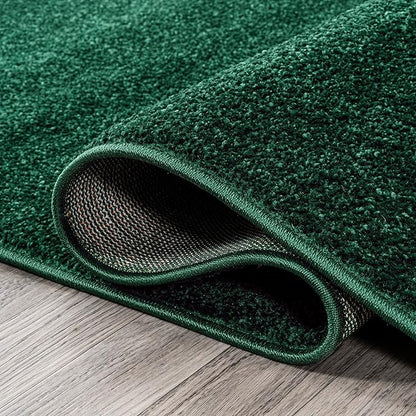 Eyely UES100L-216 Supersoft Haze Solid Low-Pile Indoor Runner Rug, Coastal, Bohemian, Minimalist, Classic, Casual for Bedroom,Kitchen,Living Room,Non Shedding,Easy-Washing, Green, 2 X 16
