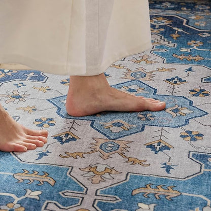 Bedsure 3x5 Area Rugs for Living Room, Machine Washable Rugs, Non-Slip Backing, Non-Shedding, Vintage Low Pile Easy Care Throw Carpet for Bedroom Dining Room, Taupe