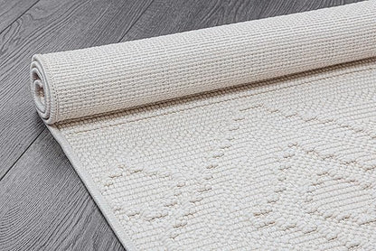 Beverly Rug Micro Loop Area Rug White 5x7 Modern Luxury Soft Boho Geometric Durable Indoor Area Rugs for Living Dining Room Office Stain Resistant Non Shedding Casual Indoor Carpet White 5 x 7