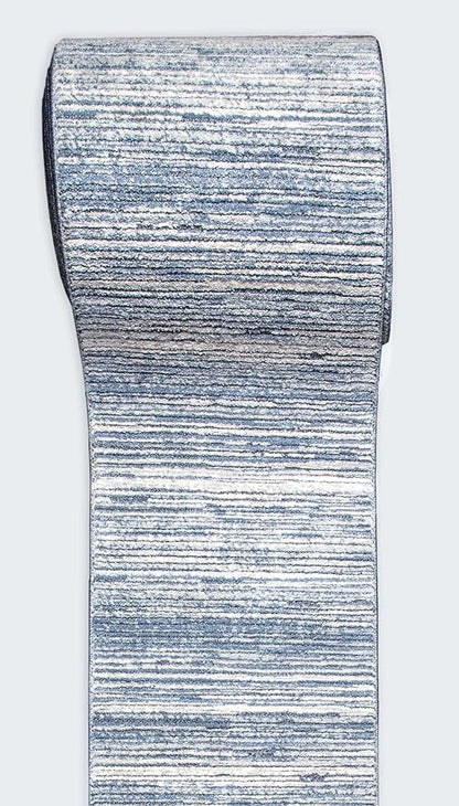 Well Woven Custom Size Hallway & Stair Runner- Harlow Delphi Blue 31 Inches Wide x 24 Feet Long Runner (31" x 24') Runner Rug - Modern Stripes Pattern, Ultra-Soft, Easy-Clean