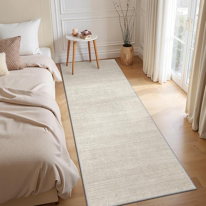 Valenrug Washable Rugs 2x6 - Stain Resistant 2x6 Area Rugs for Living Room, Non Slip Backing Large Area Rugs for Bedroom, Folable Machine Washable Area Rug (2'x6', Beige)