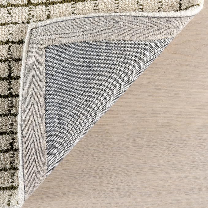 Rugs USA Melrose Green/Ivory, 2'6" x 8', Handmade, Wool & Cotton, Soft and Cozy, High Traffic, Stain Resistant, Easy Clean, Durable Area Rug for Bedroom, Living Room, Dining Space, Den, Entryway