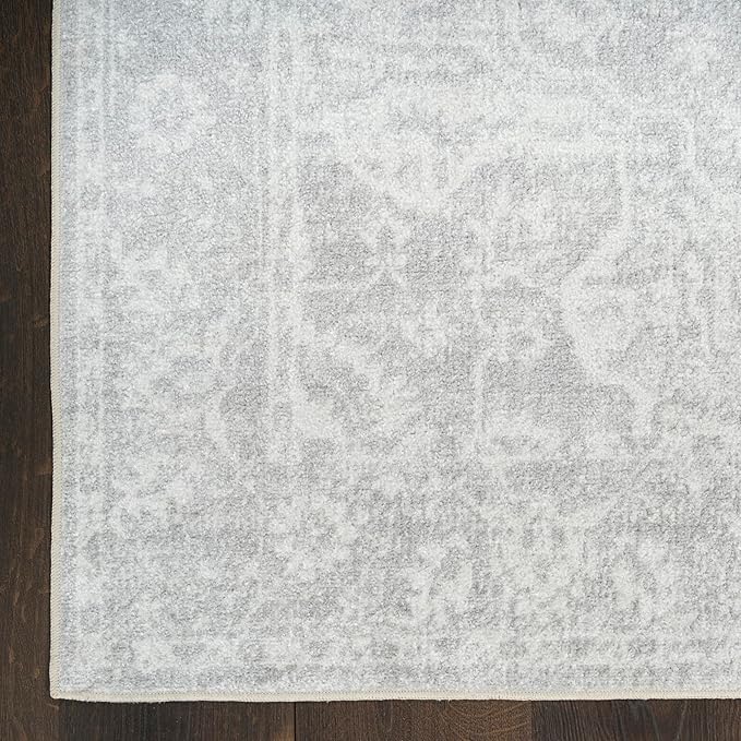 Nourison Home Astra Machine Washable Grey 9' x 12' Area Rug - Easy Clean, Non Shedding, Bed Room, Living Room, Dining Room, Kitchen (9' x 12')