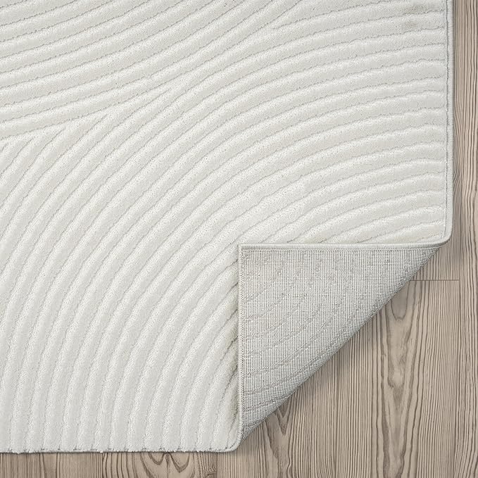 Abani Cream Area Rug for Living Room, Bedroom - Zen Reiki Pattern- 5 x 8 -Durable & Easy to Clean