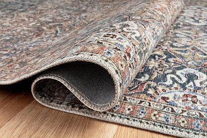 Loloi Chris Loves Julia Jules Collection JUL-06 Denim/Spice 7'-6'' x 9'-6'', .13" Pile Height, Area Rug