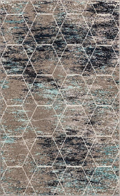 Unique Loom Trellis Frieze Collection Area Rug - Geometric (5' x 8', Blue Multi/ Ivory)