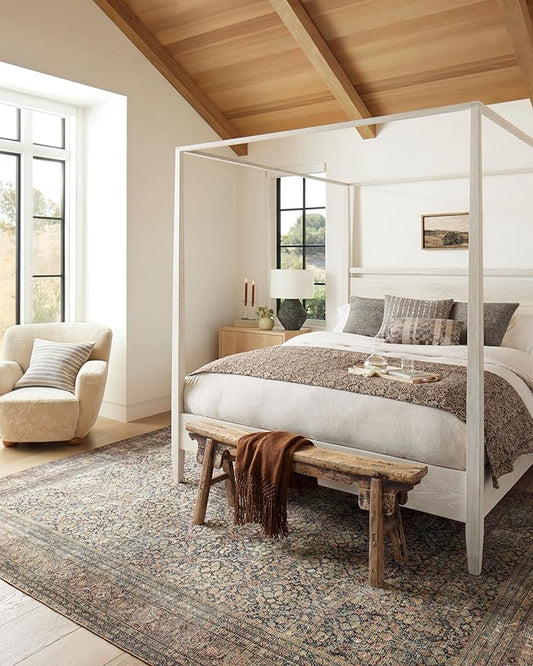 Loloi Amber Lewis Morgan Collection MOG-03 Denim/Multi 11'-6" x 14'-6" 38" Thick Area Rug feat. CloudPile, Neutral, Room Décor, Vintage Inspired, Livingroom, Bedroom, Dining Area