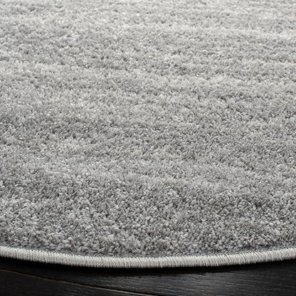 SAFAVIEH Adirondack Collection Area Rug - 5' Round, Ivory & Silver, Modern Ombre Design, Non Shedding & Easy to Clean, Ideal for Living Room, Bedroom, Office, Dining Space (ADR113B)
