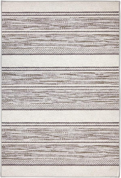 Dash & Albert Ellington Stripe Grey Machine Washable Rug, 3 X 5 Feet, Grey Stripe Pattern