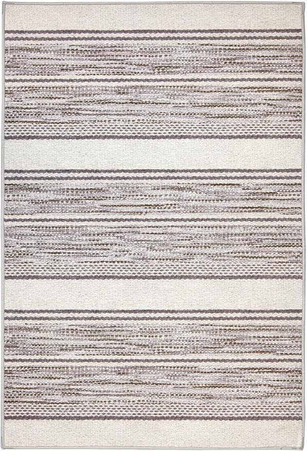 Dash & Albert Ellington Stripe Grey Machine Washable Rug, 4 X 6 Feet, Grey Stripe Pattern