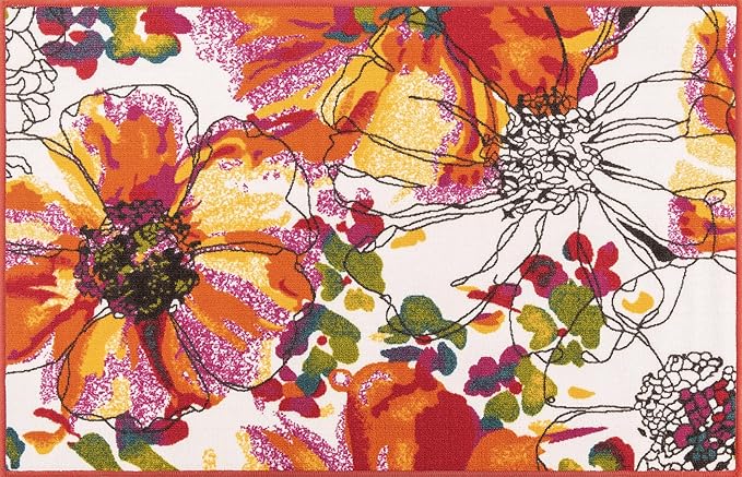 Rugshop Modern Bright Flowers Non-Slip (Non-Skid) for Entryway,Doormat,Kitchen,Foyer Area Rug 2'7" x 4' Multi