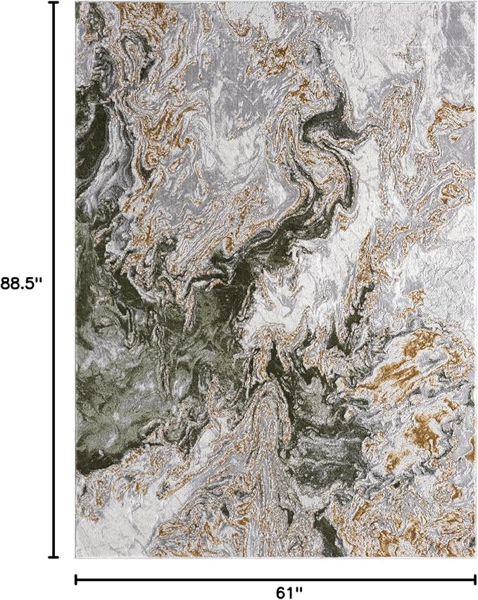 LUXE WEAVERS Marble Swirl Abstract Area Rug, Green 5x7