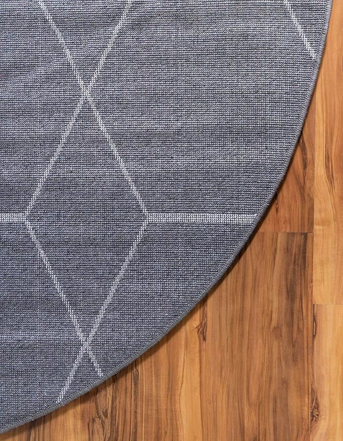 Unique Loom Trellis Frieze Collection Area Rug - Geometric (3' x 5' Oval, Dark Gray/ Ivory)