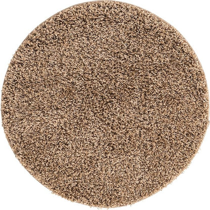 Unique Loom Solid Shag Collection Area Rug (3' 3" Round, Taupe)
