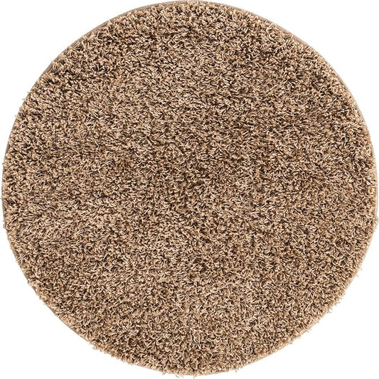 Unique Loom Solid Shag Collection Area Rug (3' 3" Round, Taupe)