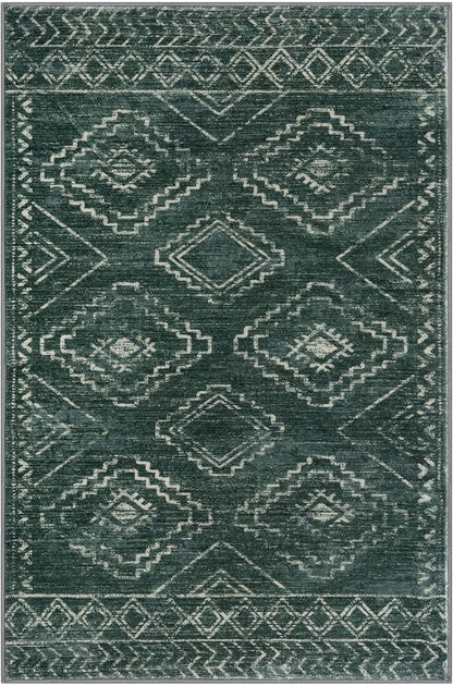 KILOCOCO Boho Entryway Rug 2x3 Printed Small Area Rug Indoor Door Mat Machine Washable Kitchen Rugs Super Soft Non Slip Throw Rugs for Bedroom Entrance Geometric Laundry Room, Green