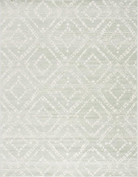 SAFAVIEH Adirondack Collection Area Rug - 9' x 12', Green & Ivory, Modern Diamond Distressed Design, Non-Shedding & Easy Care, Ideal for High Traffic Areas in Living Room, Bedroom (ADR131Y)
