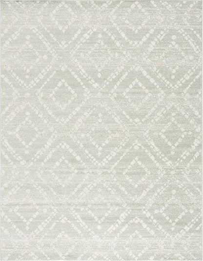 SAFAVIEH Adirondack Collection Area Rug - 11' x 15', Ivory & Green, Geometric Design, Ideal for High Traffic Areas in Living Room, Bedroom & Dining Room (ADR131Y-1115)