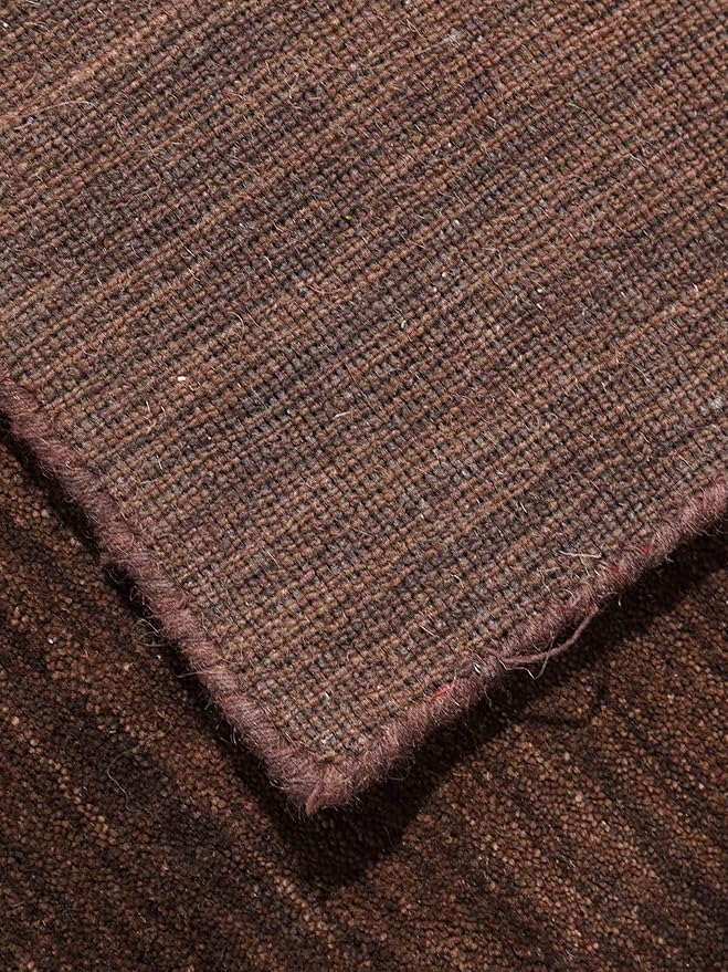 Hand Knotted Loom Wool ECO-Friendly Area Rugs - 8'x8', Square, Brown Color, Solid Plain Design, High Pile Thick Handmade Anti Skid Area Rugs for Living Room, Bed Room (L00111)