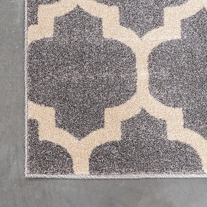 Rugs.com Lattice Collection Rug – 3' x 5' Dark Gray Medium Rug Perfect for Entryways, Kitchens, Breakfast Nooks, Accent Pieces