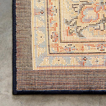 Rugs.com Yasmin Collection Rug – 10 Ft Runner Navy Blue Medium Rug Perfect for Hallways, Entryways