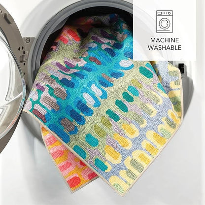 Dash and Albert Paint Chip Machine Washable Area Rug - 2' x 3' Multicolor - Geometric Accent Rug - Anti-Slip Backing, Lightweight, Machine Washable, High Traffic Areas Kitchen, Mudroom, Laundry Room