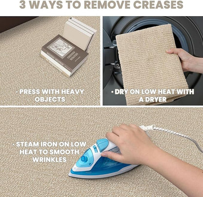 EARTHALL Extra Long Runner Rug 3x14 Ft Washable Runners for Hallways Cotton Non Slip Entryway Runner Braided Kitchen Runner Indoor Outdoor Carpet Runners for Stair, Hall, Foyers, Send/Beige