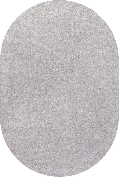 JONATHAN Y Haze Solid Low-Pile Light Gray 3x5 Oval Indoor Area Rug, Coastal,Bohemian,Minimalist,Classic, Easy-Cleaning for Living Room,Bedroom,Kitchen,Pet Friendly,Non-Shedding (SEU100K-3OV)