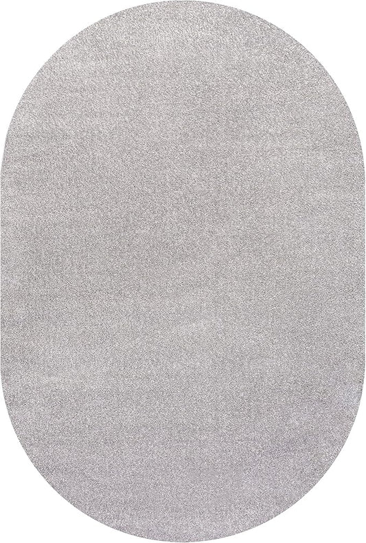 JONATHAN Y Haze Solid Low-Pile Light Gray 3x5 Oval Indoor Area Rug, Coastal,Bohemian,Minimalist,Classic, Easy-Cleaning for Living Room,Bedroom,Kitchen,Pet Friendly,Non-Shedding (SEU100K-3OV)