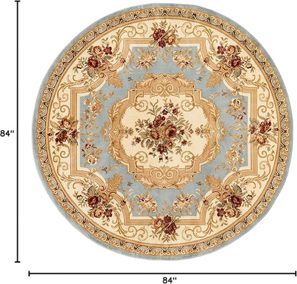 Rugs.com Chateau Collection Rug – 7' Round Light Blue Medium Rug Perfect for Kitchens, Dining Rooms