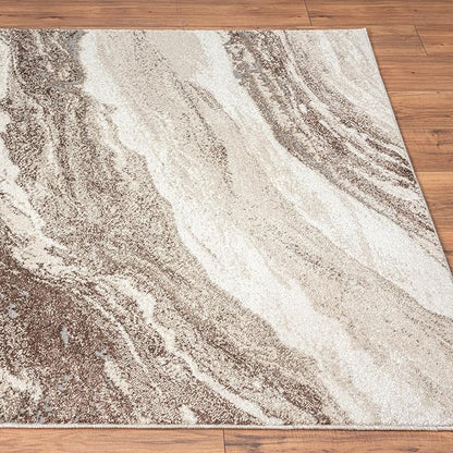 LUXE WEAVERS Lagos Collection 7983 Brown 4x5 Art Deco Geometric Area Rug