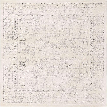 Unique Loom Isabella Collection Area Rug - Adjani (5' 4" Square, White/ Blue)