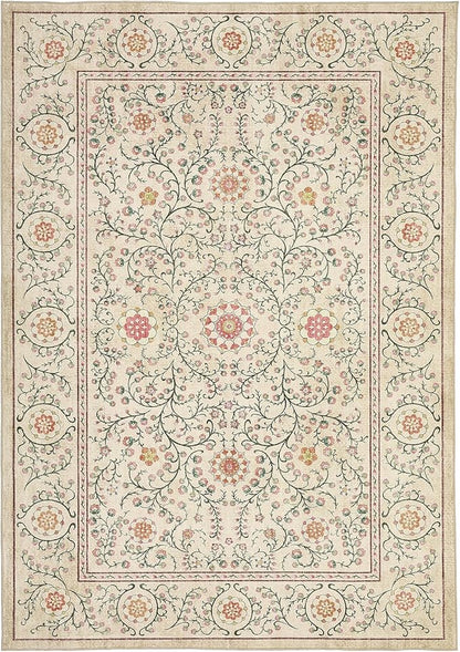 GarveeHome Boho 8x10 Area Rugs for Living Room, Floral Vintage Rugs for Bedroom with Soft Low Pile, Non Slip Stain Resistant Washable Rug 8x10 for Dining Room Camel Large Carpet for Office Playroom
