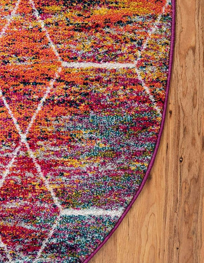 Unique Loom Trellis Frieze Collection Area Rug - Geometric (7' 10" x 10' Oval, Multi/ Ivory)