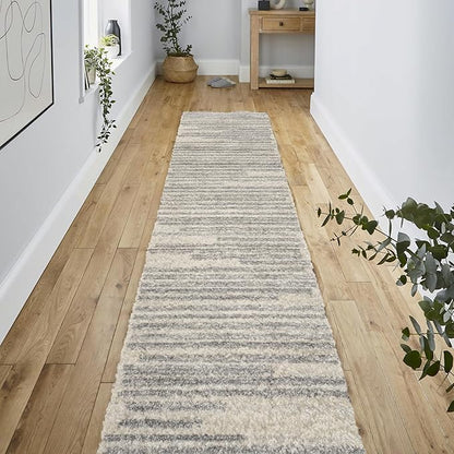 JONATHAN Y Khalil Modern Berber Stripe Cream/Gray Runner Rug, 2x8, Contemporary, Bohemian, Easy-Cleaning for Living Room, Bedroom, Kitchen, Pet Friendly, Non-Shedding (MOH207C-28)