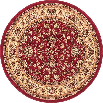 Unique Loom Sialk Hill Collection Area Rug - Washington (5' Round Burgundy/Cream)